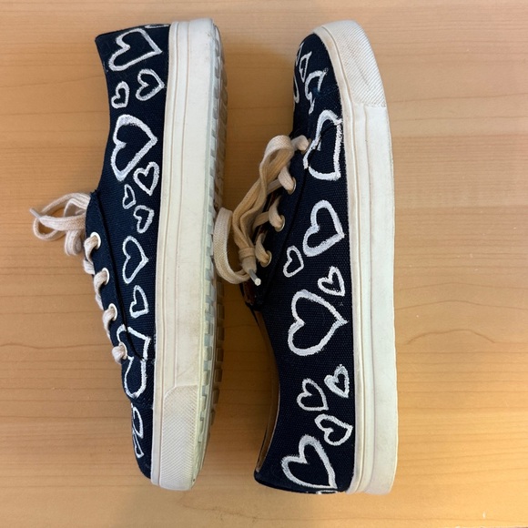 Jack Rogers Pink Heart Embroidered Navy Suede Loafers - Picture 6 of 11